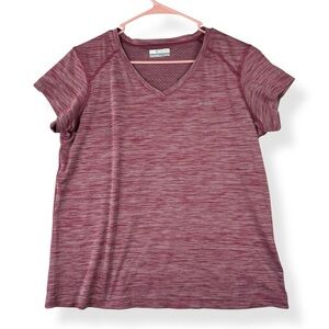 Columbia Omni-Freeze Advanced Cooling Short Sleeve Top Womens XL Heathered Rose